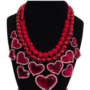 Betsey Johnson Red Heart  love spell Necklace